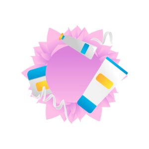 Placeholder sunscreen tube in pastel pink/lilac on a clean cream background with lots of whitespace (Gwen Store).