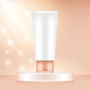 Placeholder face cream jar in a premium-cute pastel style on a clean cream background (Gwen Store).